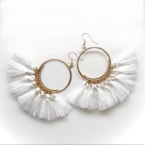 “Arriba!” Boho Festival Tassel Fringe Hoop Fun/Cute Summer Beach Party Earrings - Picture 13 of 16